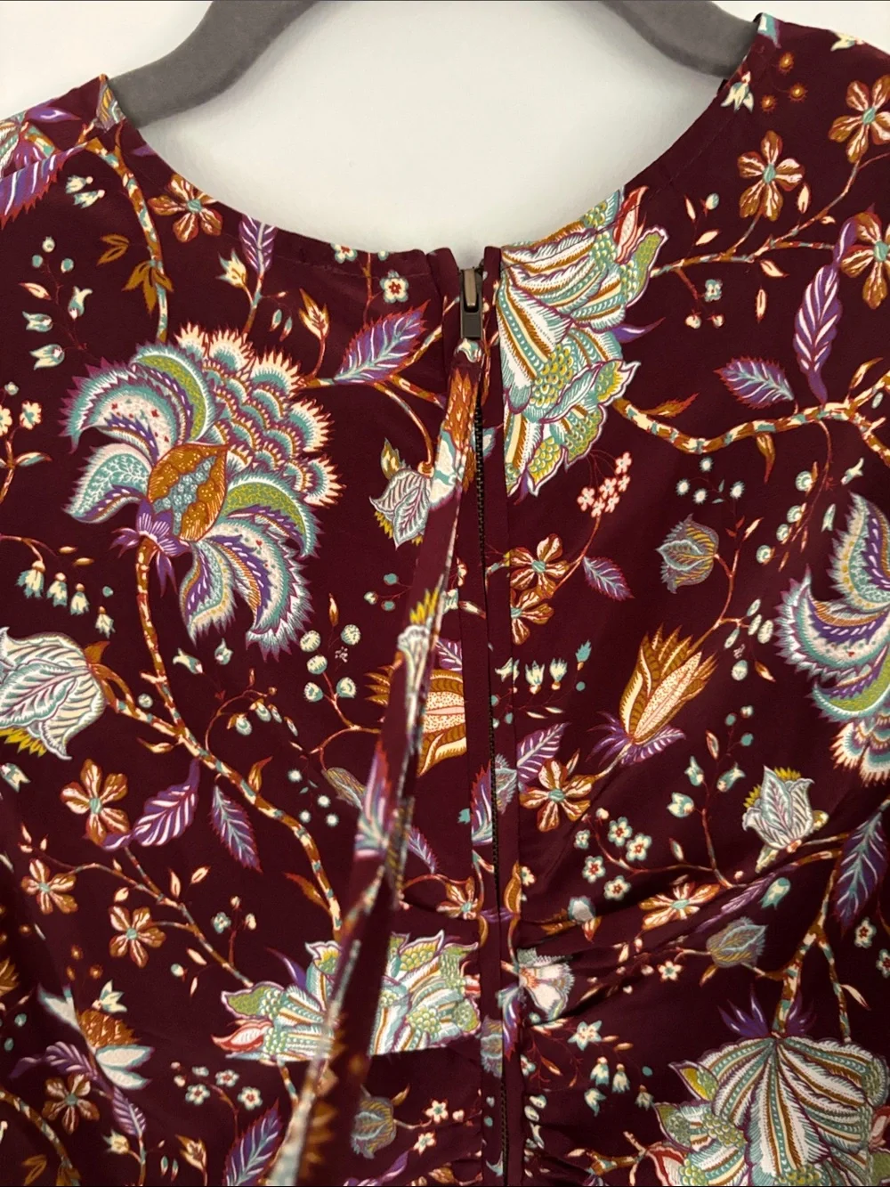 Ulla Johnson Burgundy Floral Puff Sleeve Blouse